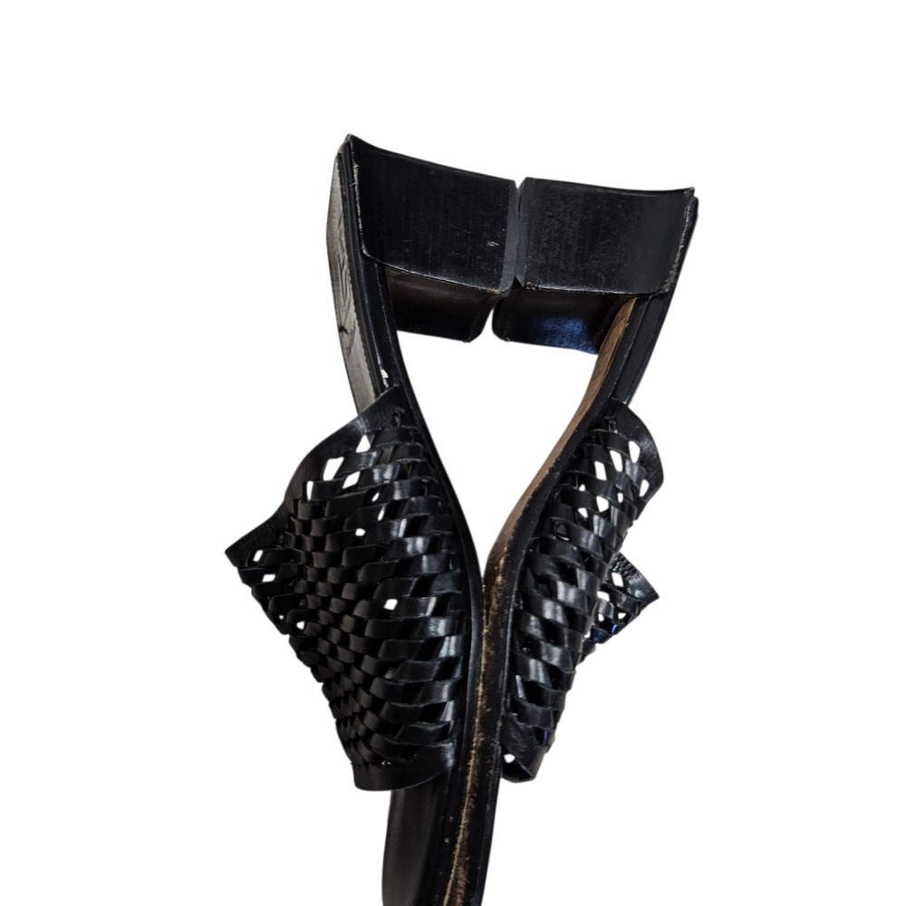 Cole Haan Woven Leather Mules Block Heel Slides Black Size 6B - Picture 5 of 12